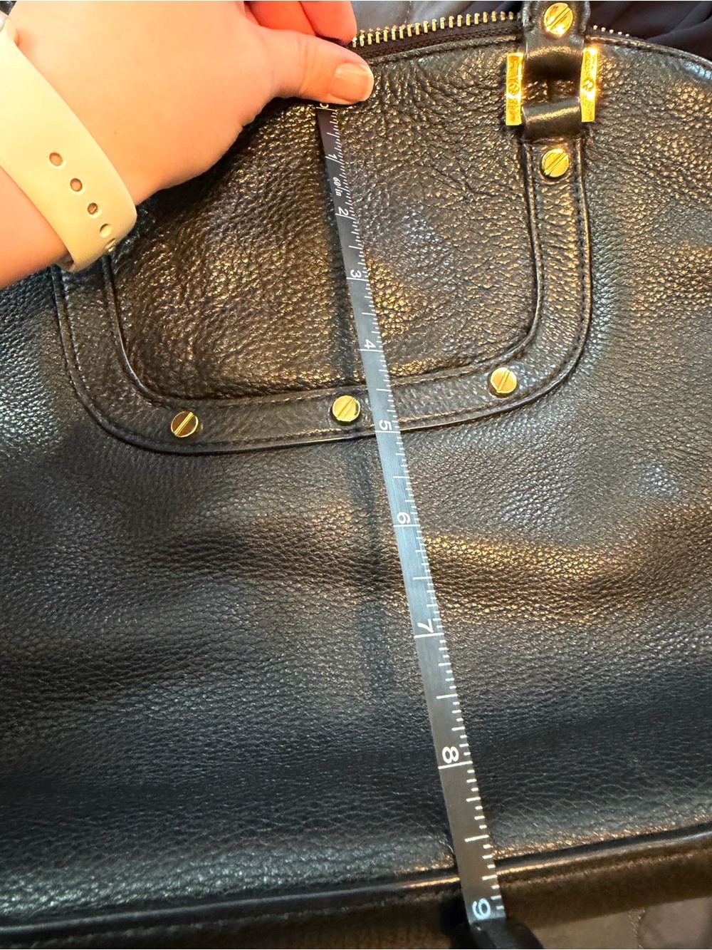Tory Burch Black Leather Miller Dome Satchel with Gold Logo - Picture 11 of 11